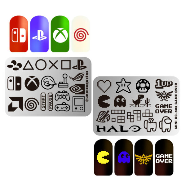 MINIUC-008 Game over - Mini placa metálica doble - Uñas Coquetas
