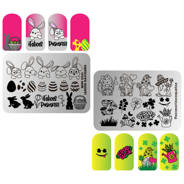 MINIUC-001 Jardín Navideño - Placa metálica doble - Uñas Coquetas