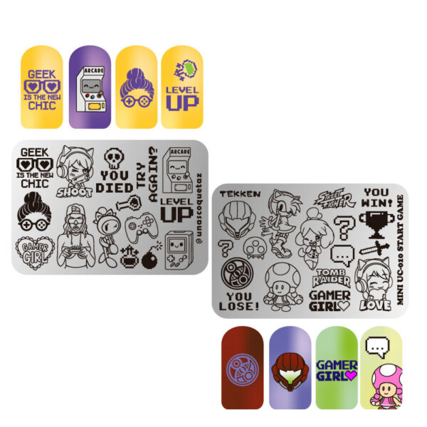 MINIUC-010 Start Game - Mini placa metálica doble - Uñas Coquetas