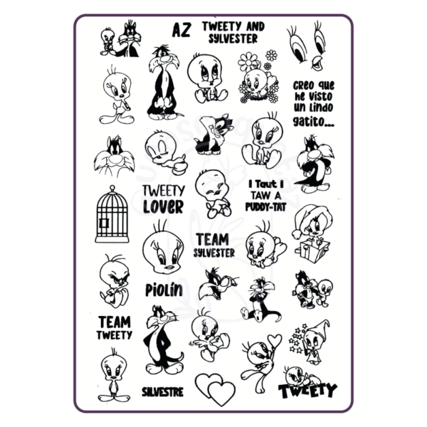 AZ Tweety and Silvester - Placa metálica - Mundo de Uñas