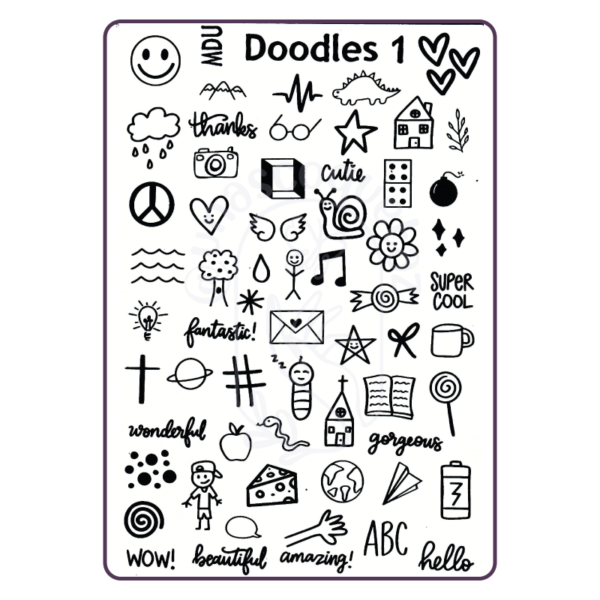 Doodles 1 MDU - Placa metálica - Mundo de Uñas