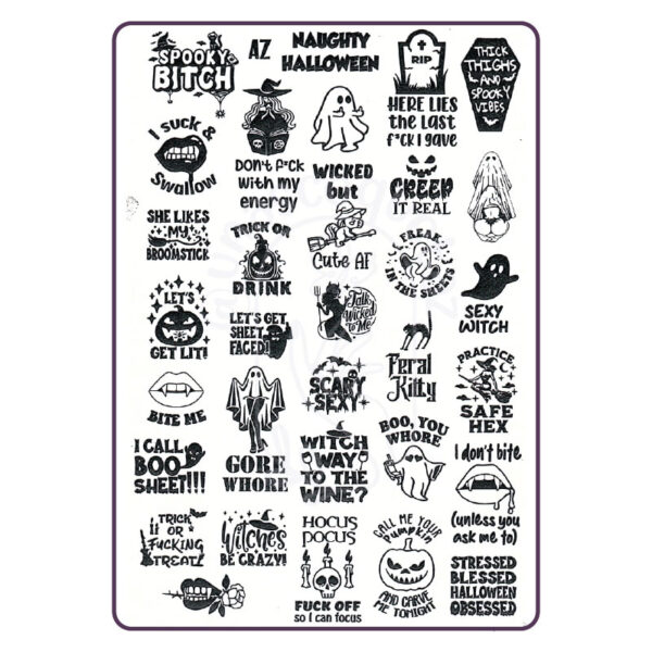AZ Naughty Halloween - Placa metálica - Mundo de Uñas
