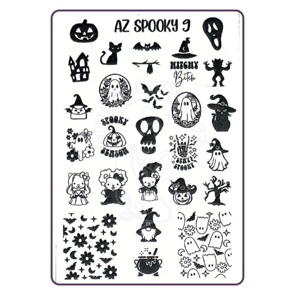 AZ Spooky 9 - Placa metálica - Mundo de Uñas