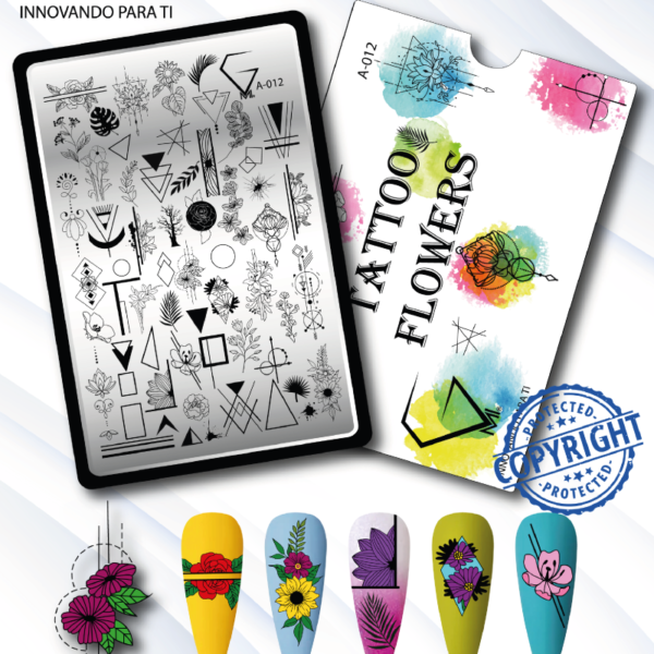A-012 Tatoo Flowers - Placa metálica - GMI - Imagen 2