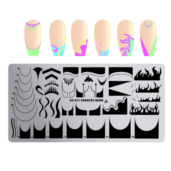 UC-011 Francés Neón - Placa metálica doble - Uñas Coquetas - Imagen 2