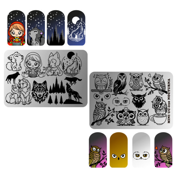 MINIUC-020 Nocturna - Mini placa metálica doble - Uñas Coquetas