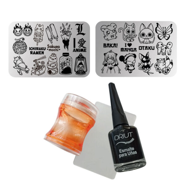 Kit de estampar con mini placa - 0005 Amo el anime