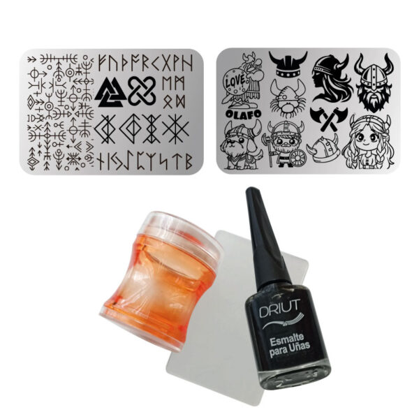 Kit de estampar con mini placa - 016 Vikinga