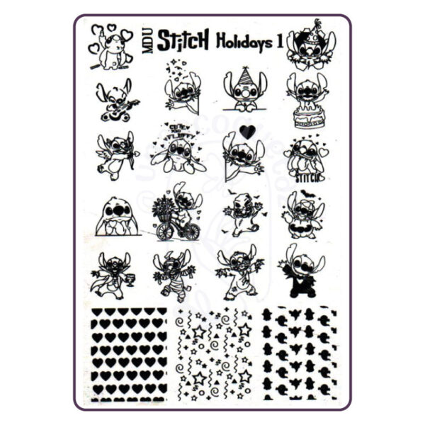 Stitch Holidays 1 MDU - Placa metálica - Mundo de Uñas