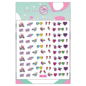 Sticker 123, Bicicletas, corazones y pajaritos.