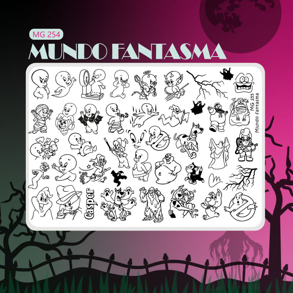 Mundo Fantasma - Placa acrílica - Nail Art Magenta
