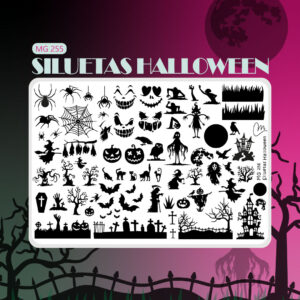 Siluetas Halloween - Placa acrílica - Nail Art Magenta
