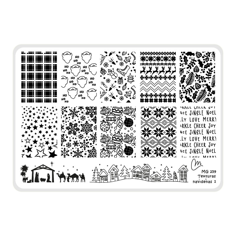 Texturas navideñas 1 - Placa acrílica - Nail Art Magenta