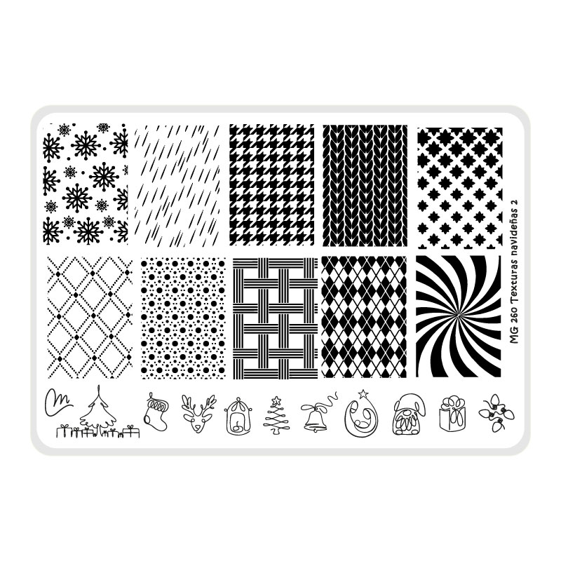 Texturas navideñas 2 - Placa acrílica - Nail Art Magenta