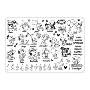 Snoopy contigo - Placa acrílica - Nail Art Magenta